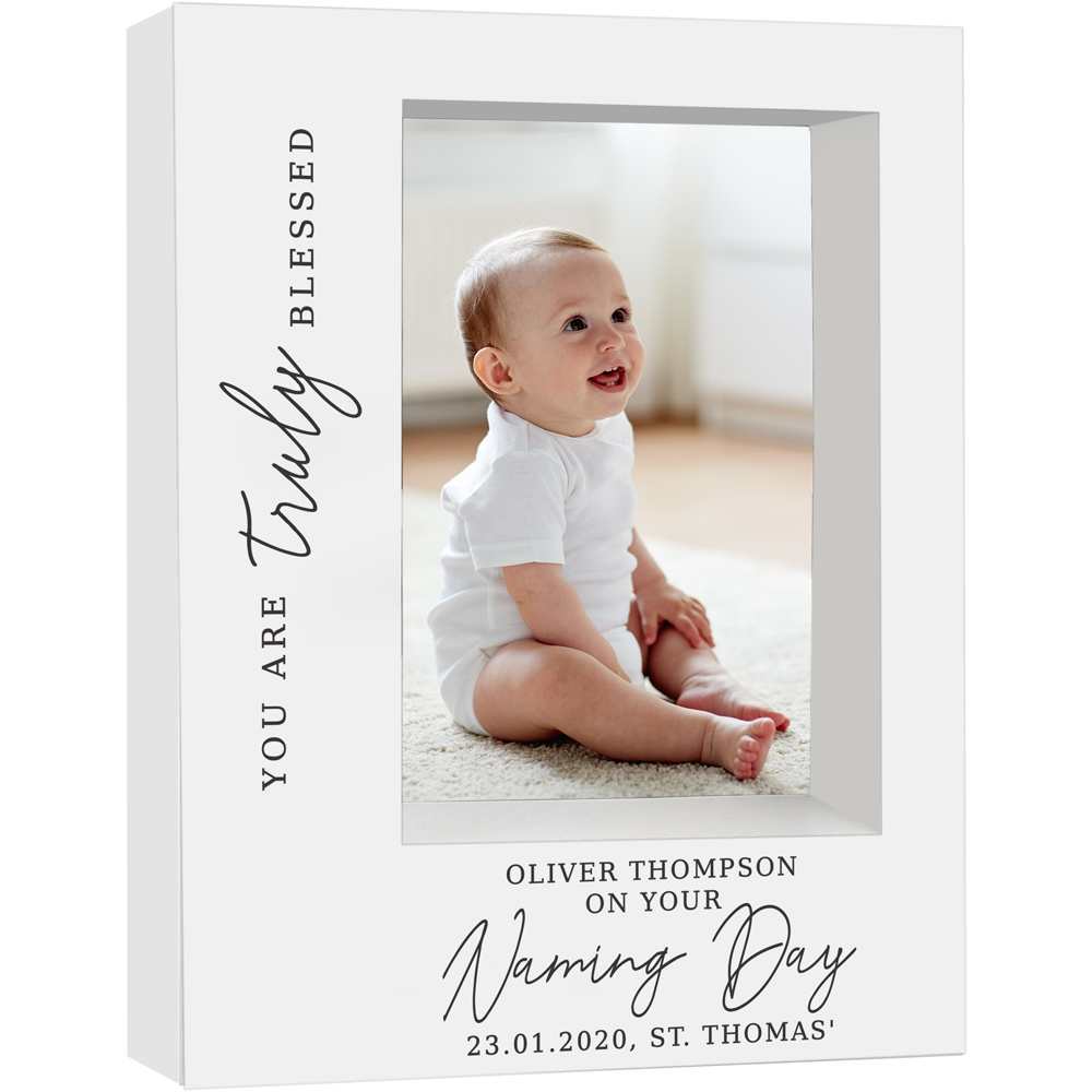 Personalised Memento Personalised 'Truly Blessed' Naming Day Box Photo Frame5 x 7 inch Image 1