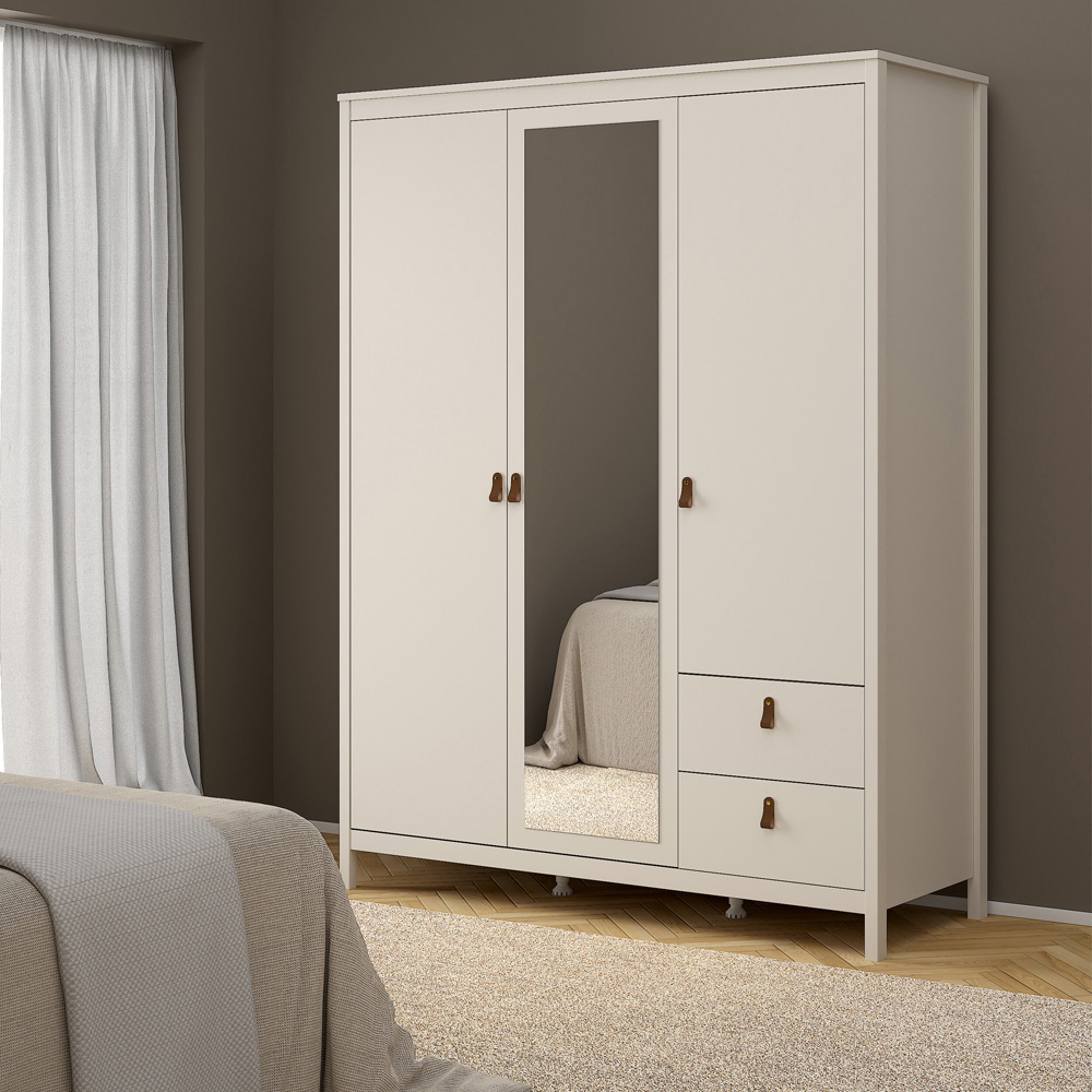 Florence Barcelona 3 Door 2 Drawer Cashmere Wardrobe with Mirror Image 6