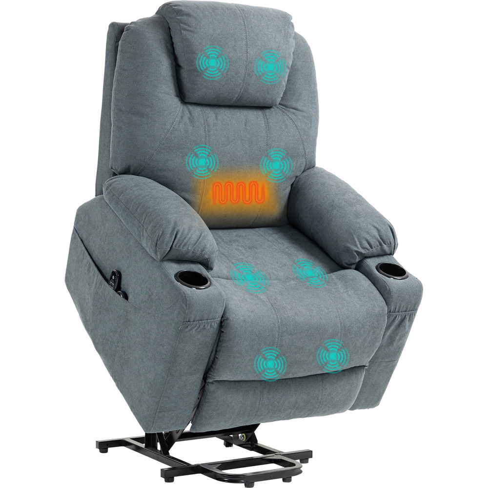 HOMCOM Grey Electric Recliner Lift Chair with Vibration Massage Image 2