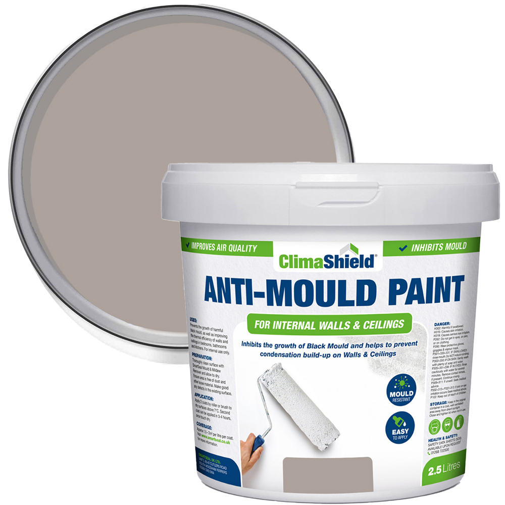 SmartSeal Medium Grey Anti Mould Paint 2.5L Image 1