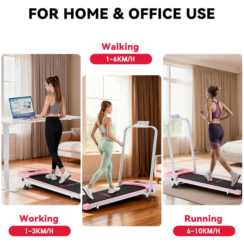 Rattrix Pink Manual Incline Foldable Treadmill Image 3