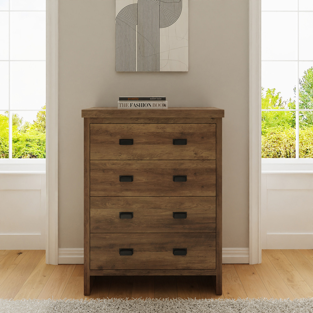 GFW Boston 4 Drawer Knotty Oak Chest of Drawers Image 7