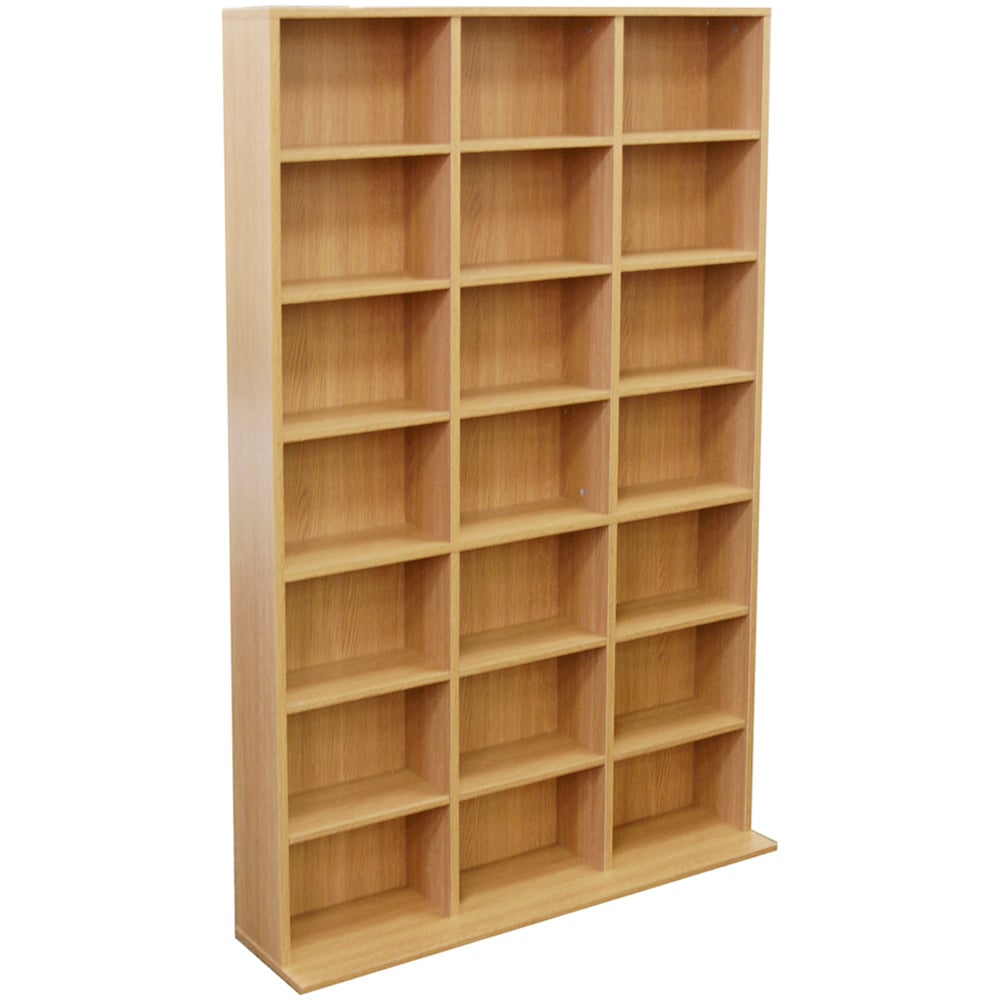Watsons Pigeon Hole Beech 21 Shelf CD and DVD Media Storage Unit Image 2