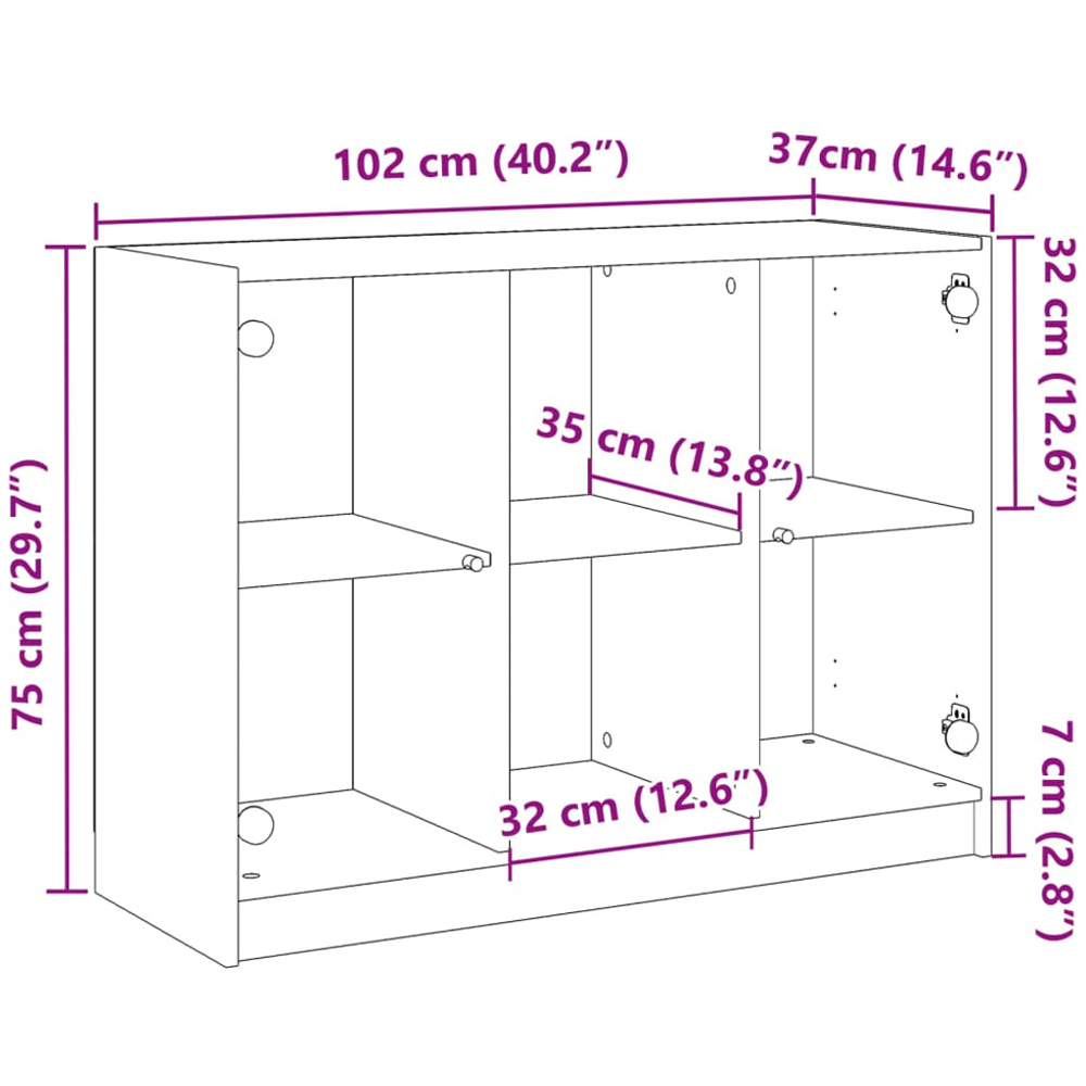 vidaXL 2 Glass Door 2 Shelf Old Wood Sideboard Image 9