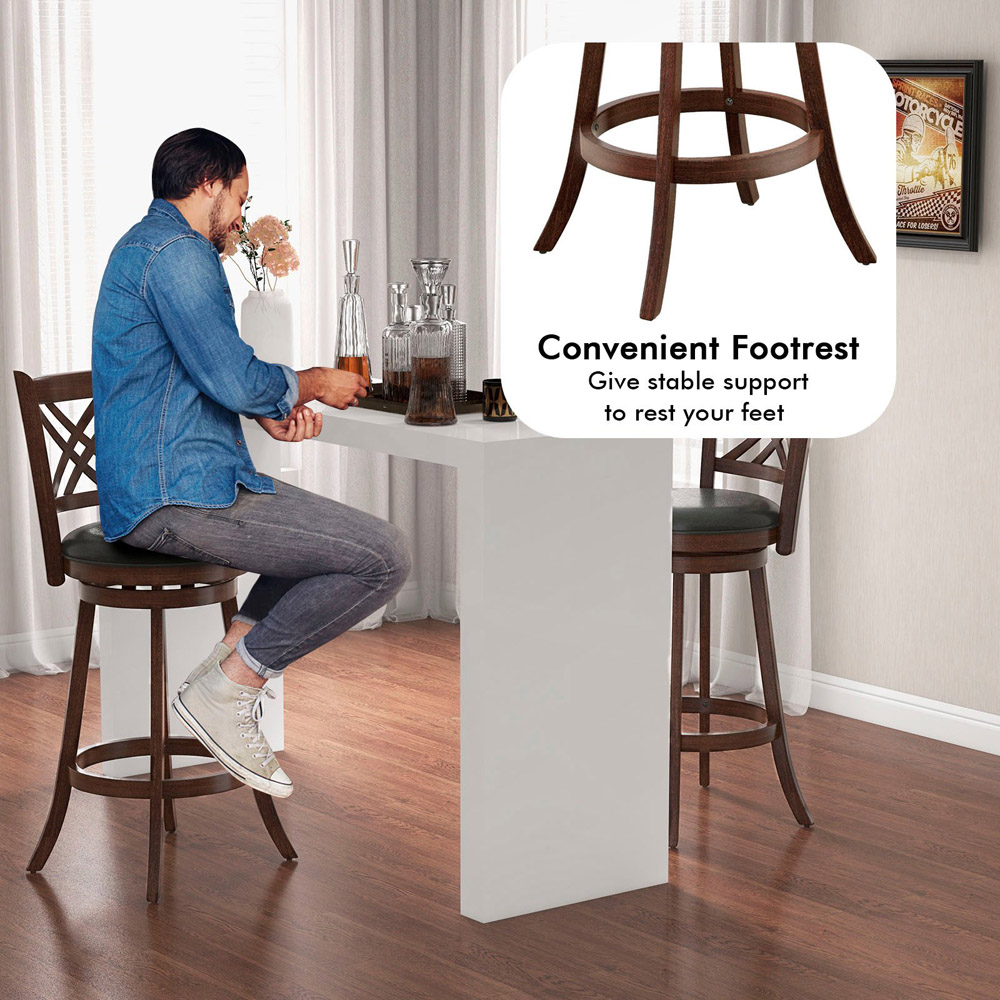 Costway Swivel Upholstered Counter Height Bar Stool Set of 2 Image 4