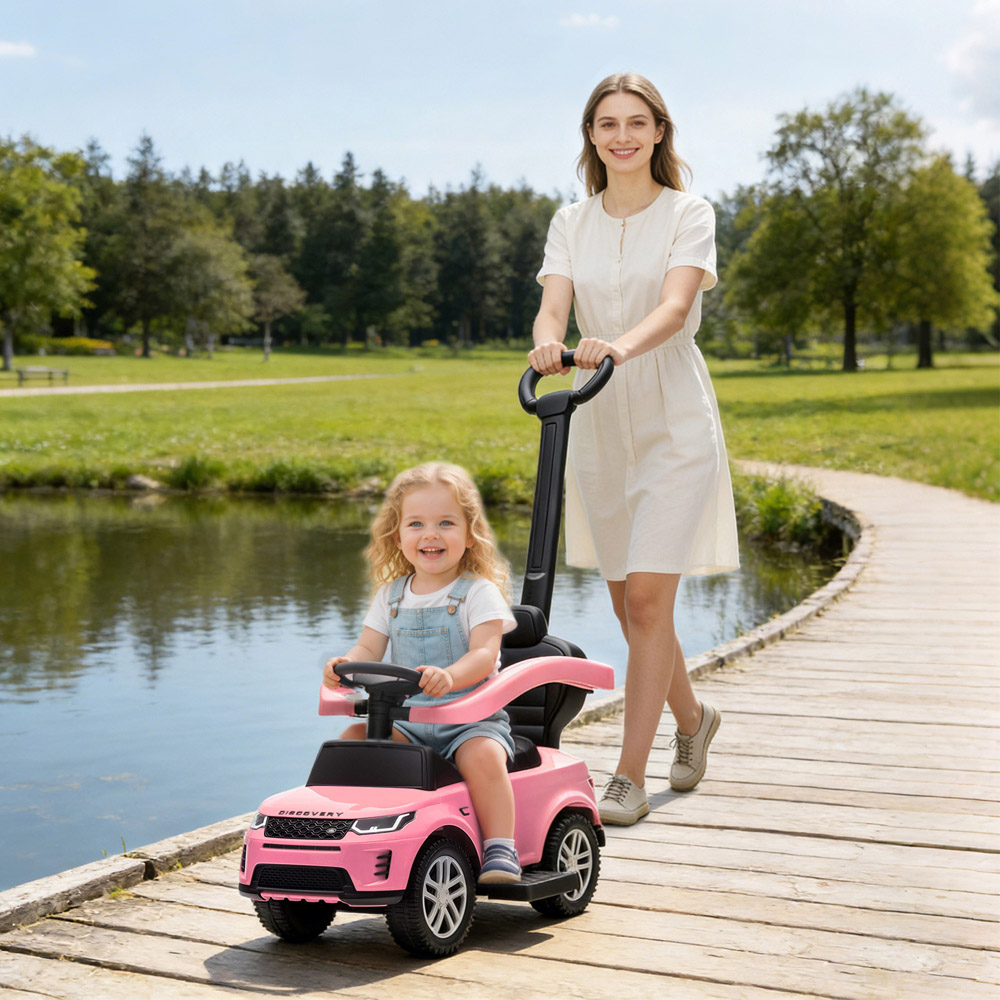 Tommy Toys AIYAPLAY 2-in-1 Pink Licensed Land Rover Baby Push Car with Guardrail Image 2