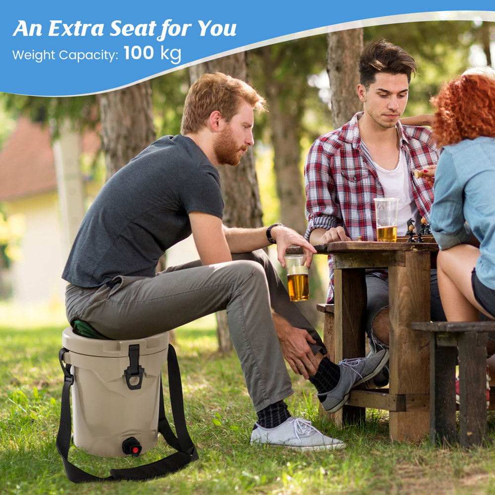 Costway Beige Rotomolded Portable Water Cooler 9.5L Image 4