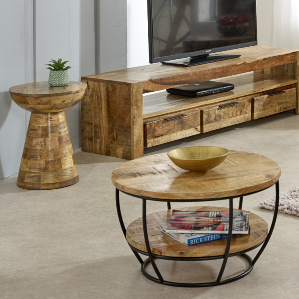 Brooklyn Mushroom Style Solid Wood Round Side Table Image 6