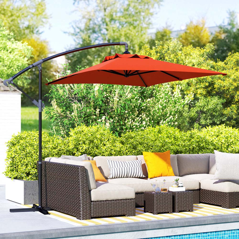 Outsunny Orange Crank and Tilt Cantilever Parasol with Cross Base 3m Image 2