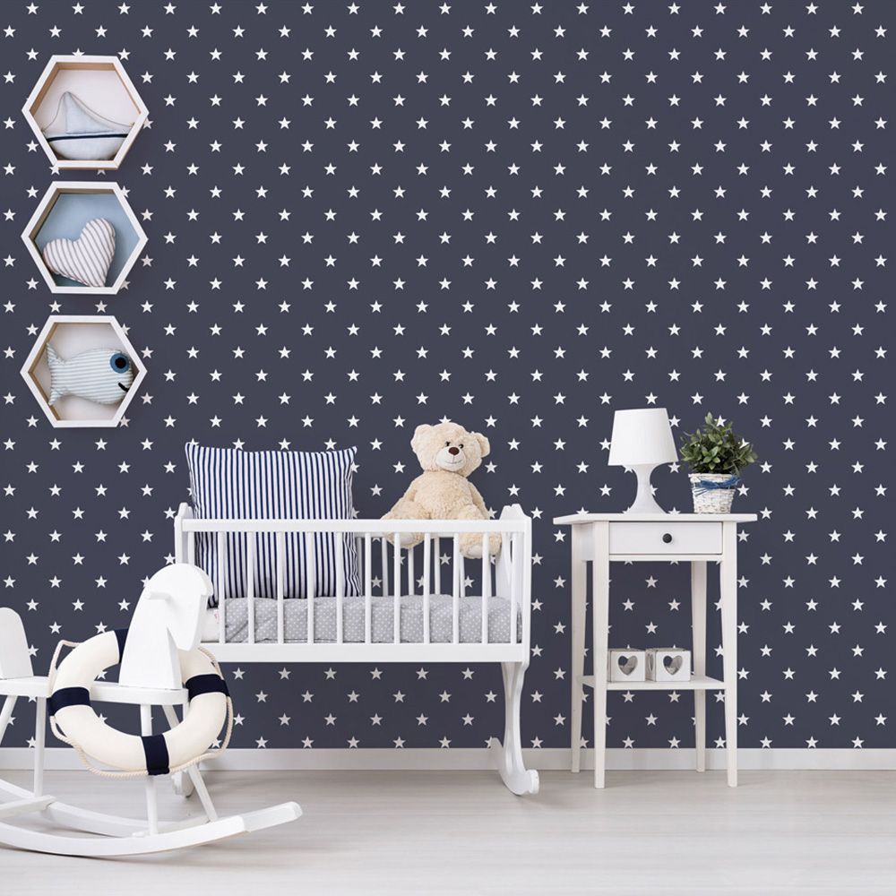 Galerie Deauville 2 Star White and Navy Blue Wallpaper Image 3