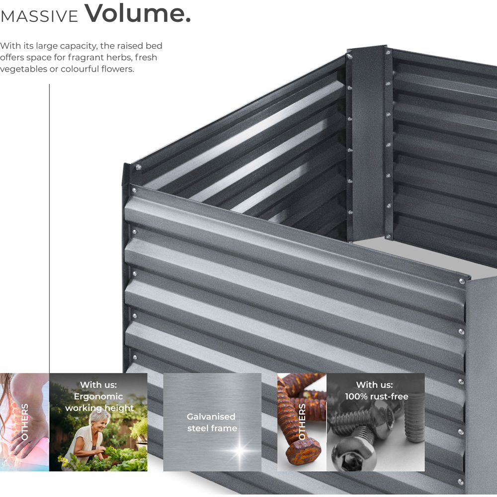 tectake Artemisia 80 x 80cm Grey Galvanised Steel Raised Garden Bed Image 3