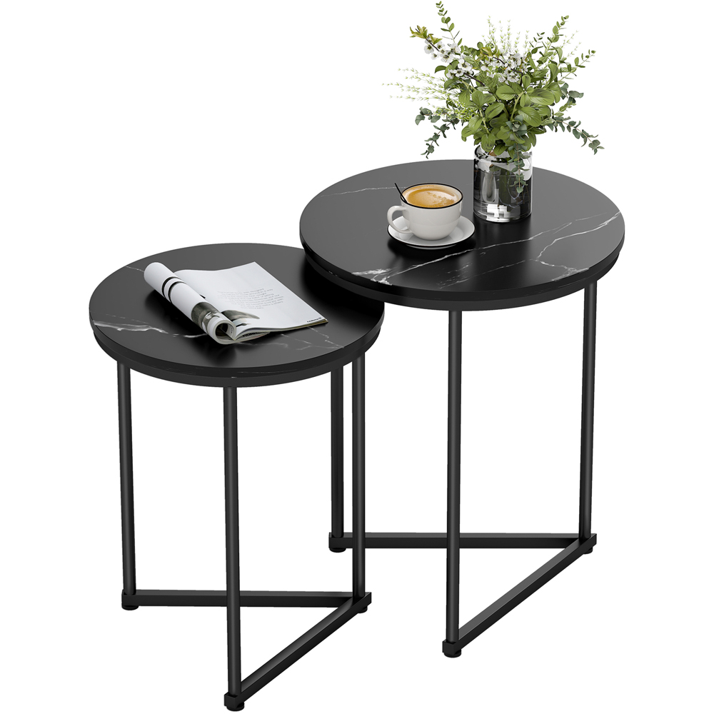 Portland Black Marble Effect Nest of Tables Set of 2 Image 2