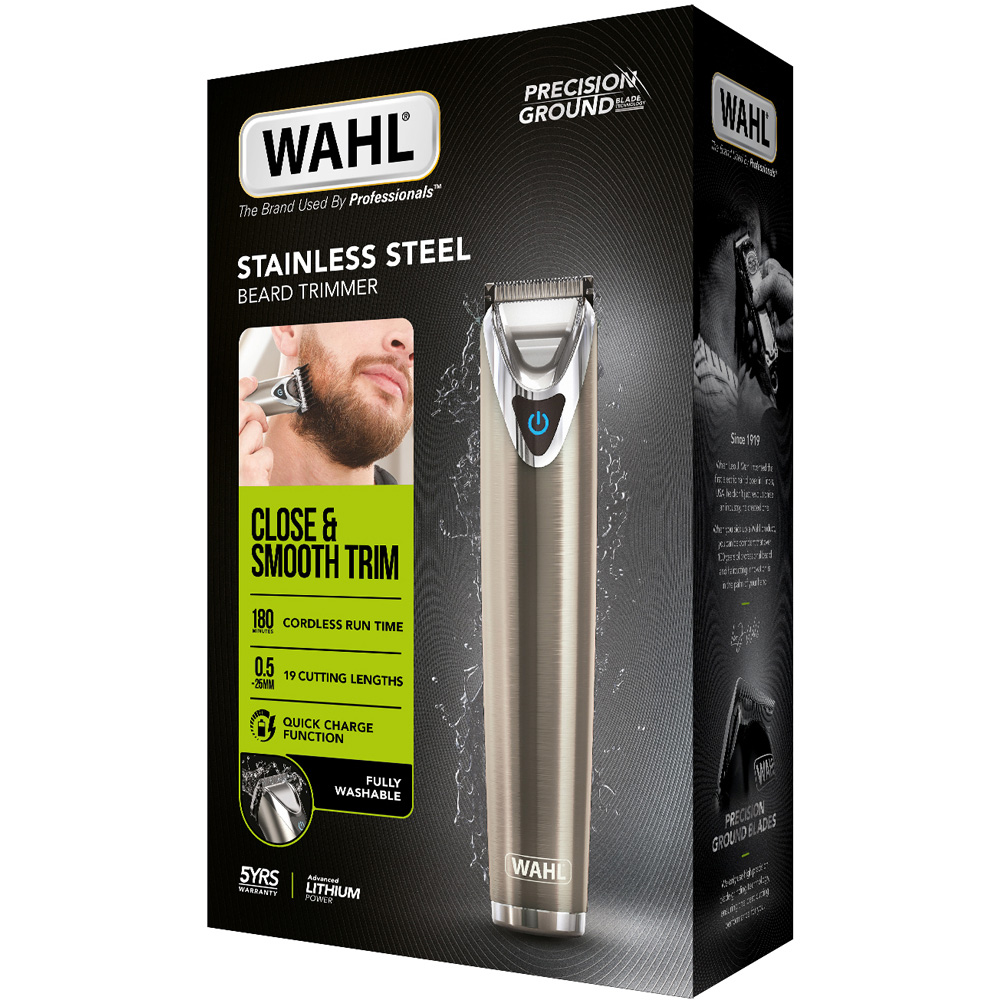 Wahl Stainless Steel Rechargeable Cordless Beard Trimmer Kit Image 2