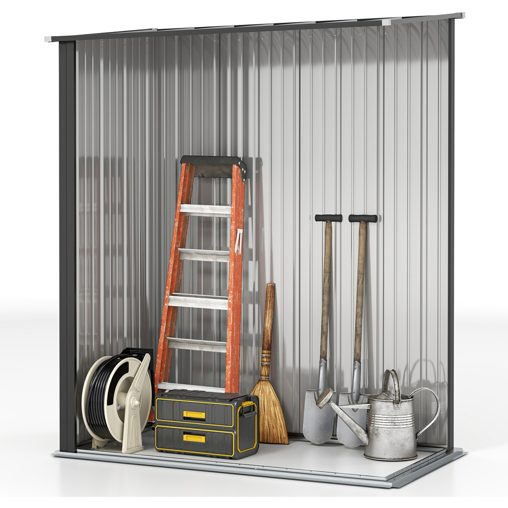 Outsunny 5.3 x 3.1ft Grey Metal Pent Garden Shed Image 3