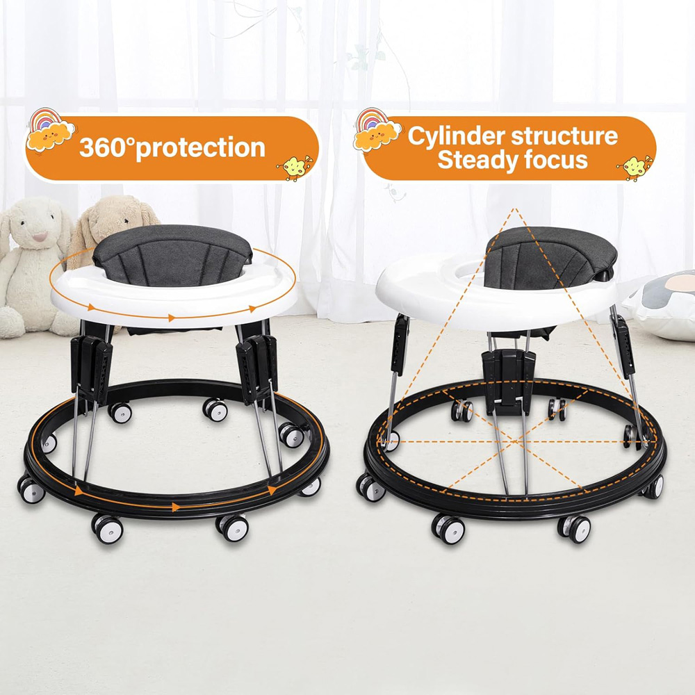 Alivio Black and White Height Adjustable Foldable Baby Walker Image 5