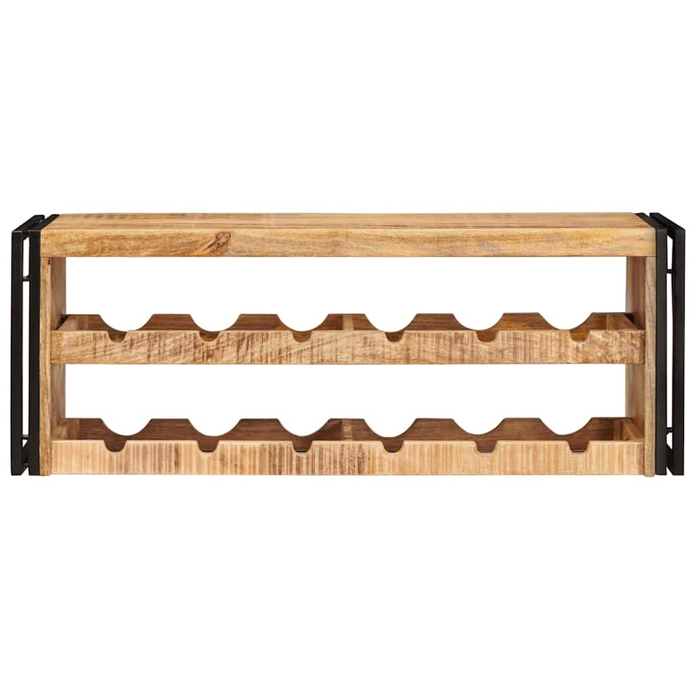 vidaXL 12 Bottle Brown Solid Rough Mango Wood Wall Mounted Wine Rack Image 2