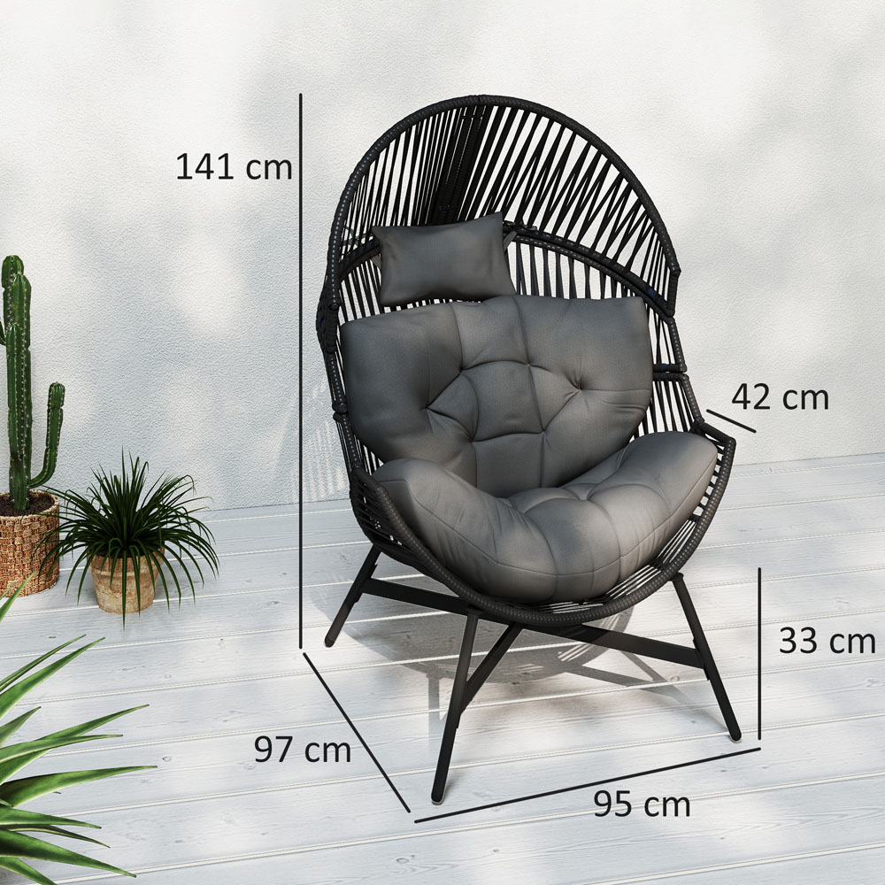 Outsunny Charcoal Grey Rattan Garden Egg Chair Image 9