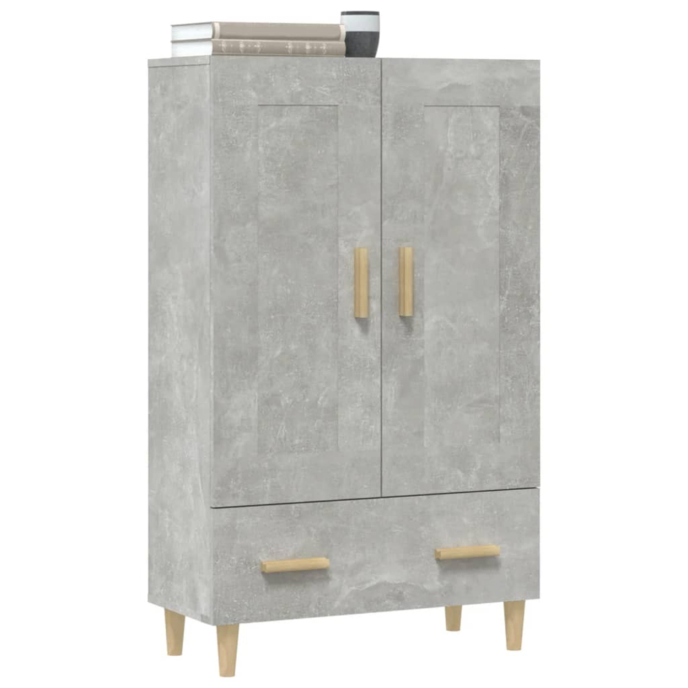 vidaXL 2 Door Single Drawer Concrete Grey Highboard with Wooden Handles Image 5