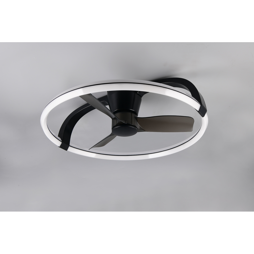 TRIO Stockholm Matt Black Round LED Ceiling Light with Fan Image 4