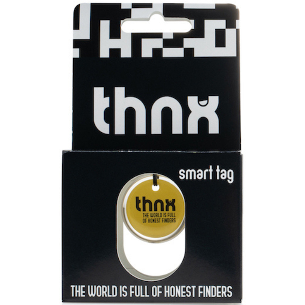 Thnx Yellow Small Airtag Keychain with QR Code Image 5
