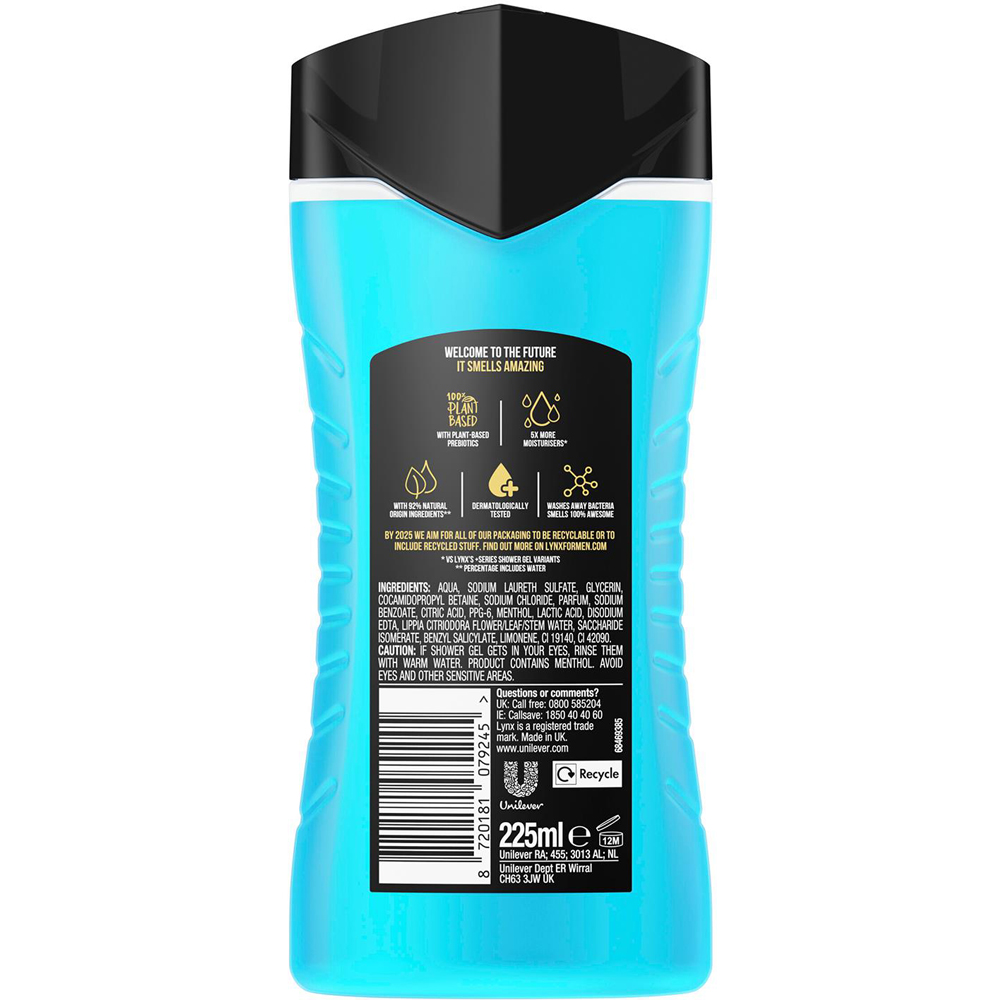 Lynx Ice Chill Iced Mint and Lemon Shower Gel 225ml 12 Pack Image 3