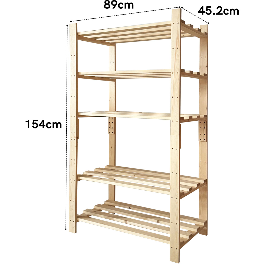Core Products 5 Shelf Pre-Sanded Finish Pine Slatted Heavy Duty Freestanding Storage Unit Image 8