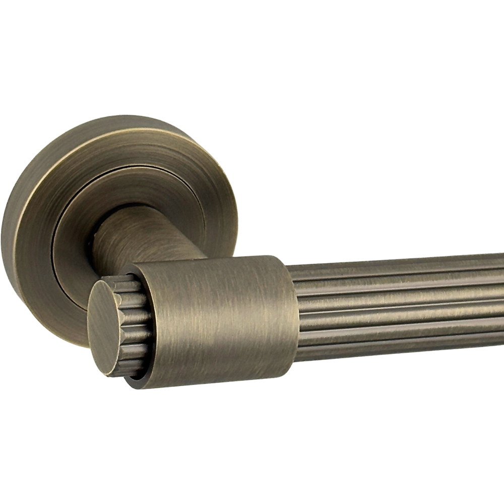 AXS Hardware Nevada Antique Brass Bathroom Door Handles on Rose 4 Pack Image 6