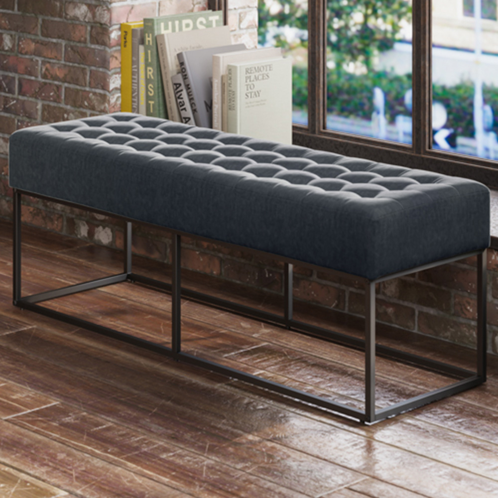 Boden 2 Seater Steel Grey Dining Bench Image 1