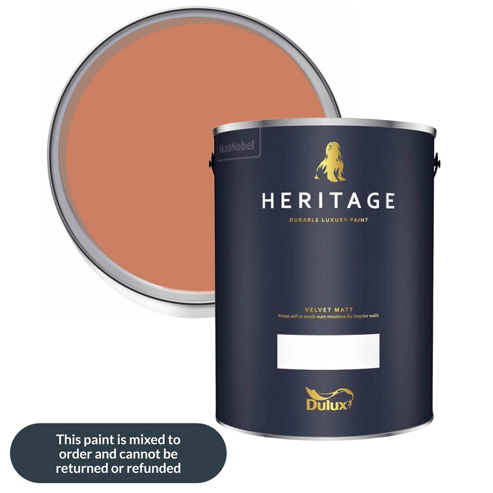 Dulux Heritage Walls and Ceilings Inca Orange Velvet Matt Emulsion Paint 5L Image 1