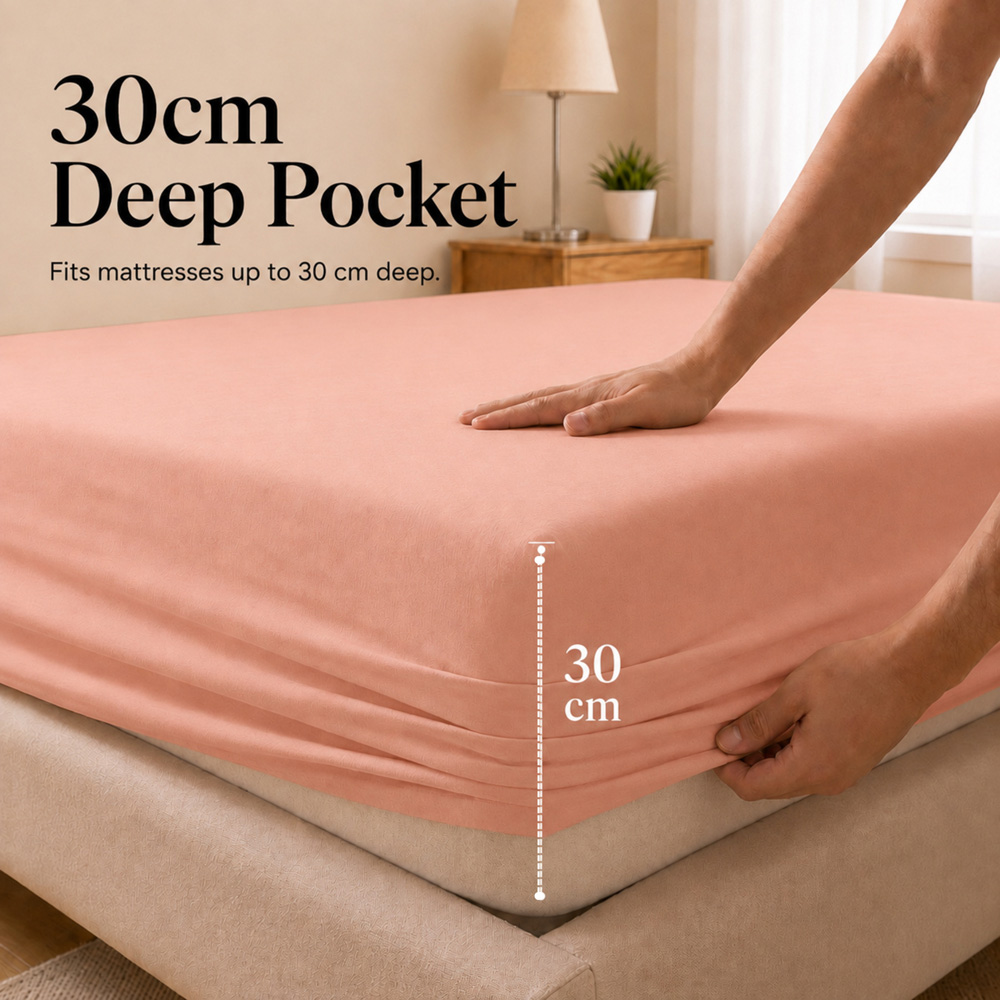 MHG Living Double Blush 30cm Deep Pocket Fully Elasticated Fitted Sheet Image 4