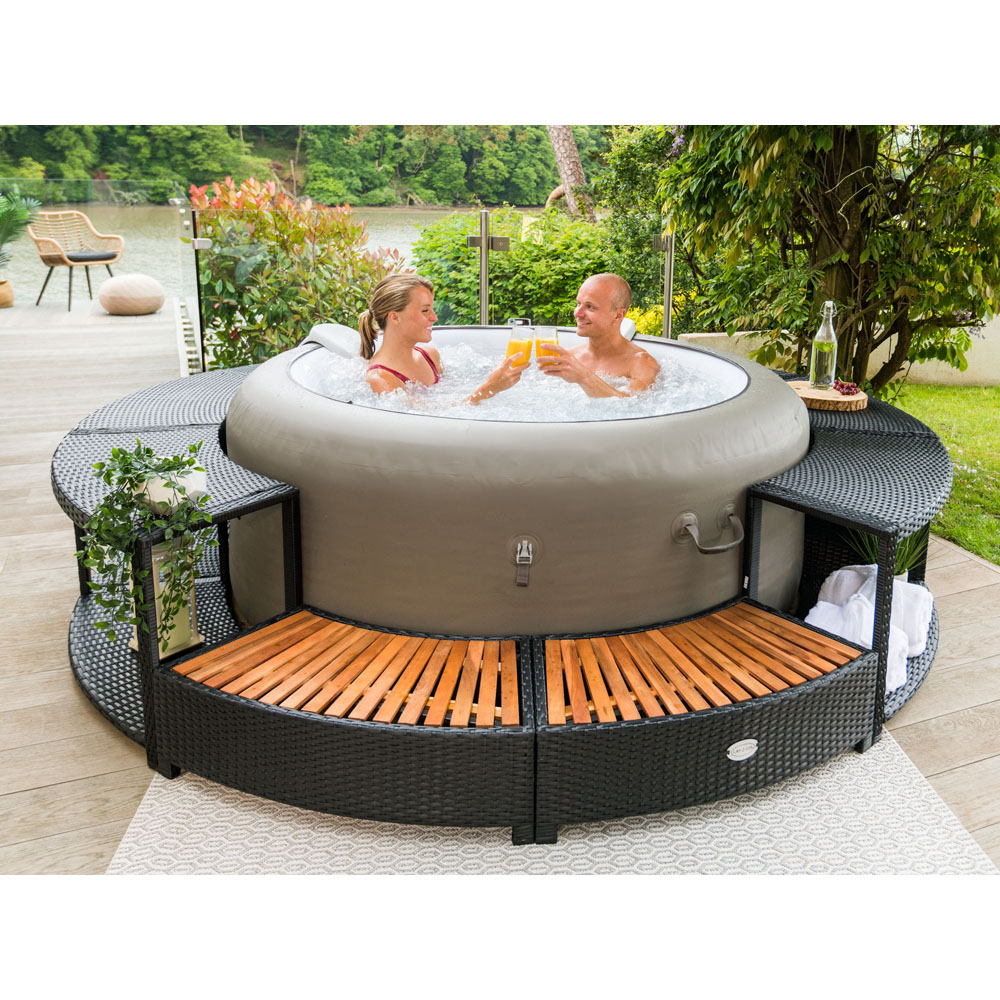 Lay-Z-Spa 2 Door 2 Shelf Black Round Rattan Spa Surround 200cm Image 2