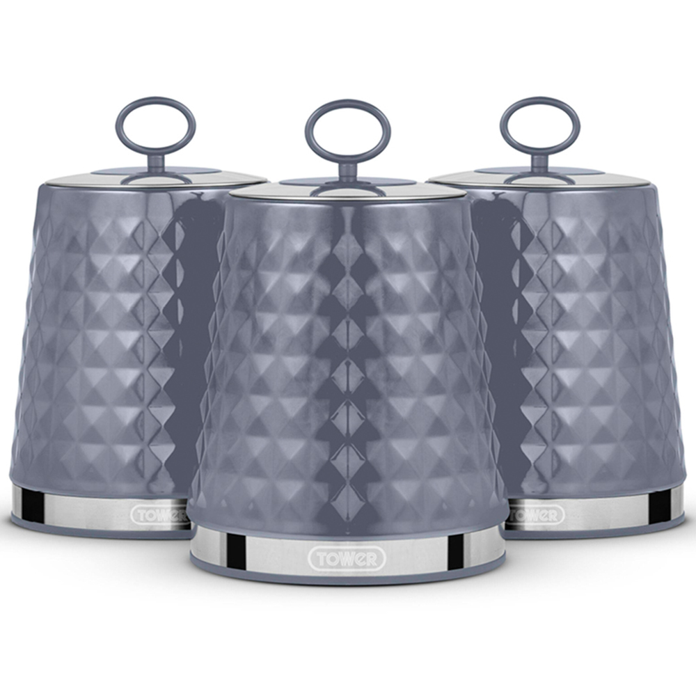 Tower Solitaire EEJB291 Grey 3 Canisters and Bread Bin Set Image 3