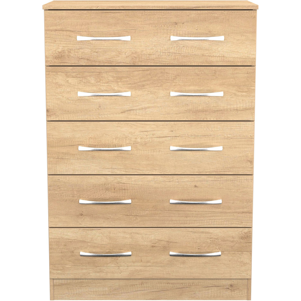 Crowndale Avon 5 Drawer Nebraska Oak Chest of Drawers Ready Assembled Image 2