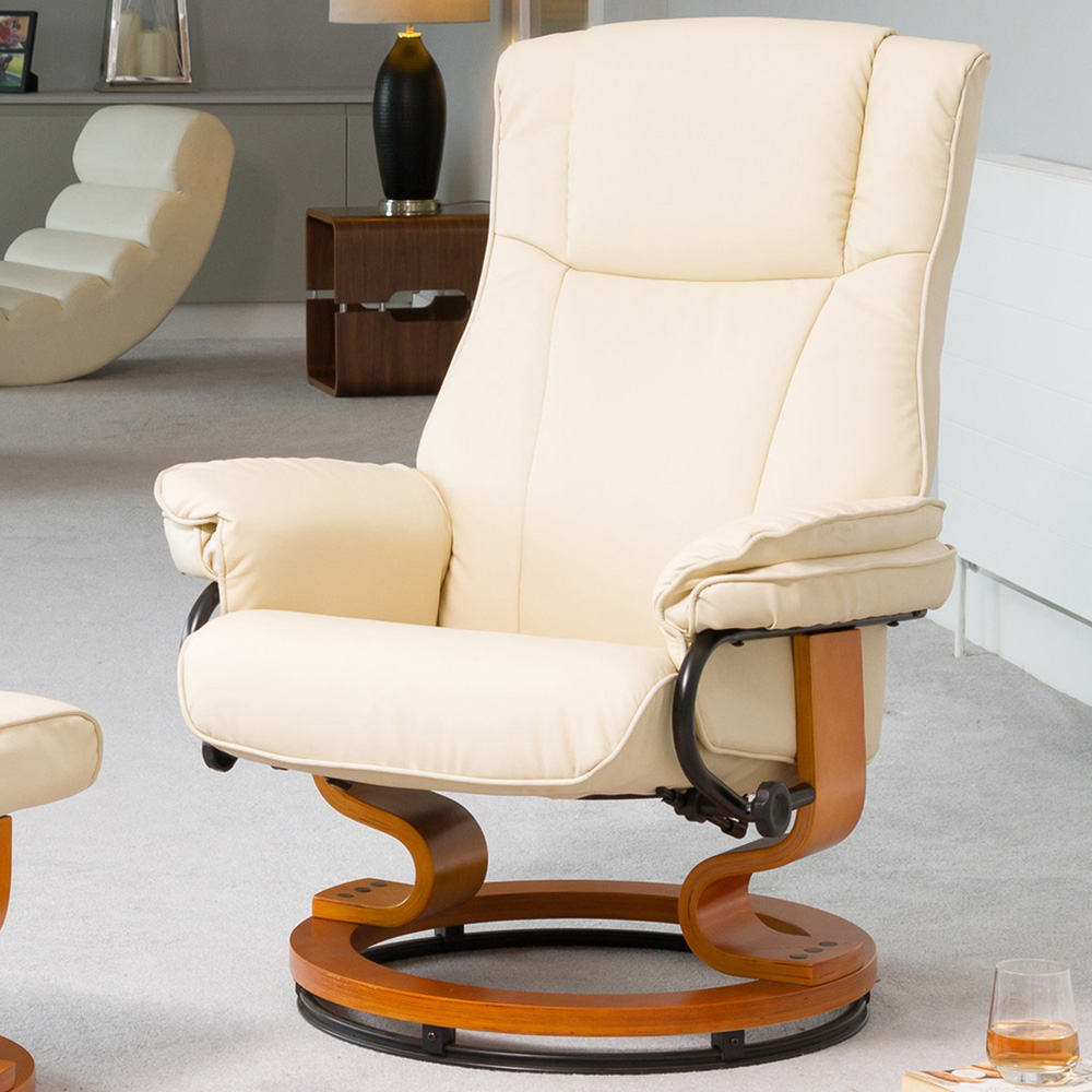 Artemis Home Calhoun Cream Swivel Recliner Chair with Footstool Image 2