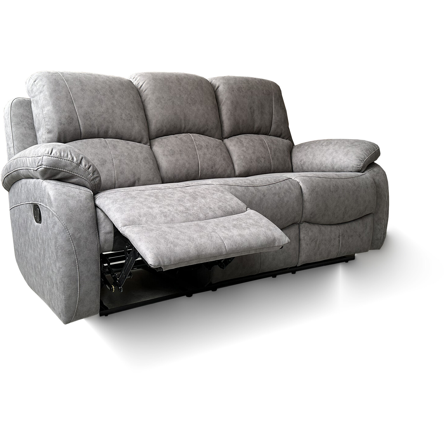 Milano 3 Seater Grey Fabric Recliner Sofa Image 2