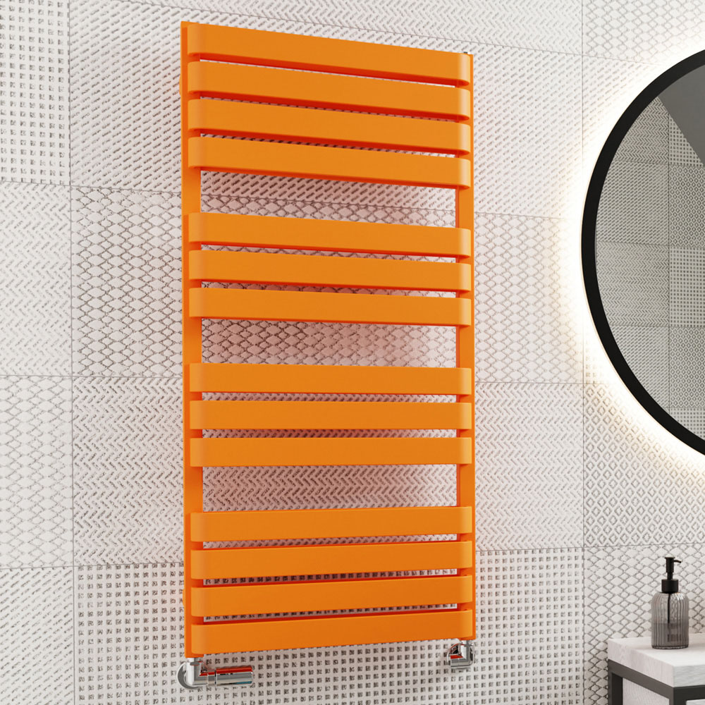 Terma Warp T Bold Matt Orange Heated Towel Rail 2660 BTU 1110 x 500mm Image 2