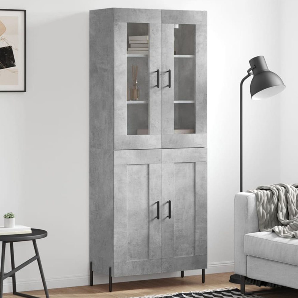vidaXL 4 Door Concrete Grey Highboard Image 1