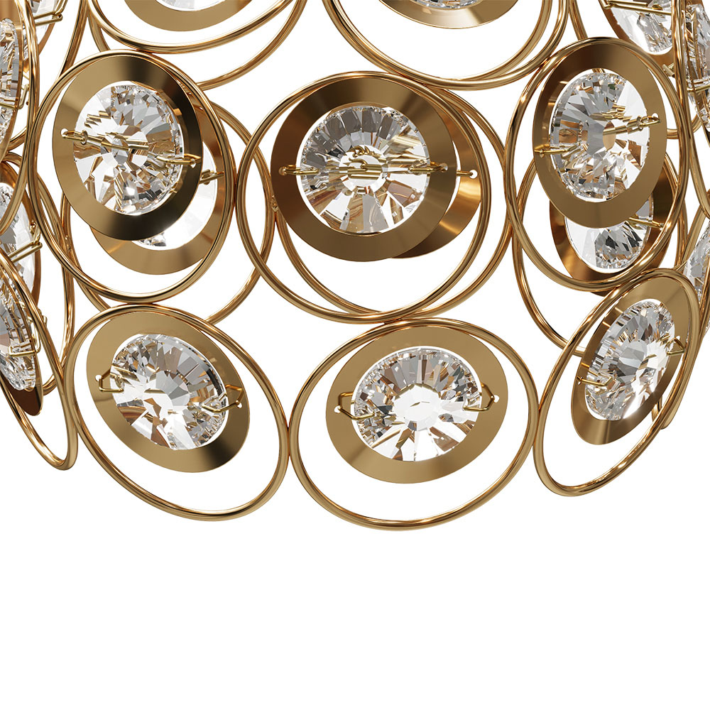 Living and Home Gold Iron Clear Glass Pieces Shade E27 Pendant Light Image 4