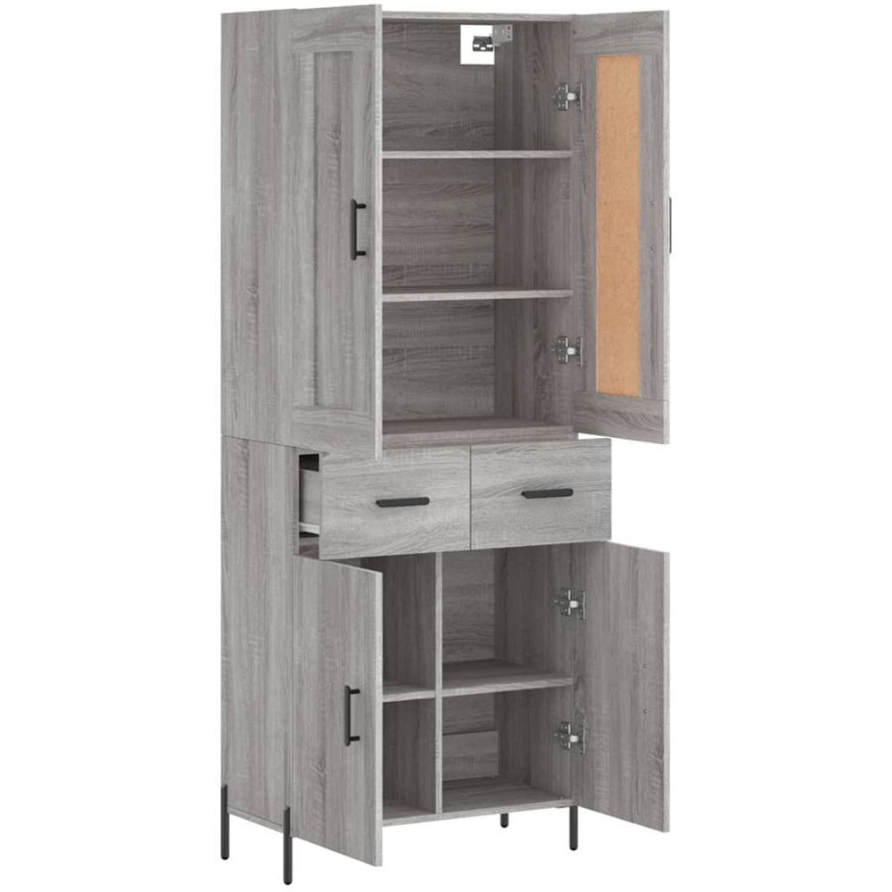 vidaXL 4 Door 2 Drawer Grey Sonoma Highboard Image 4