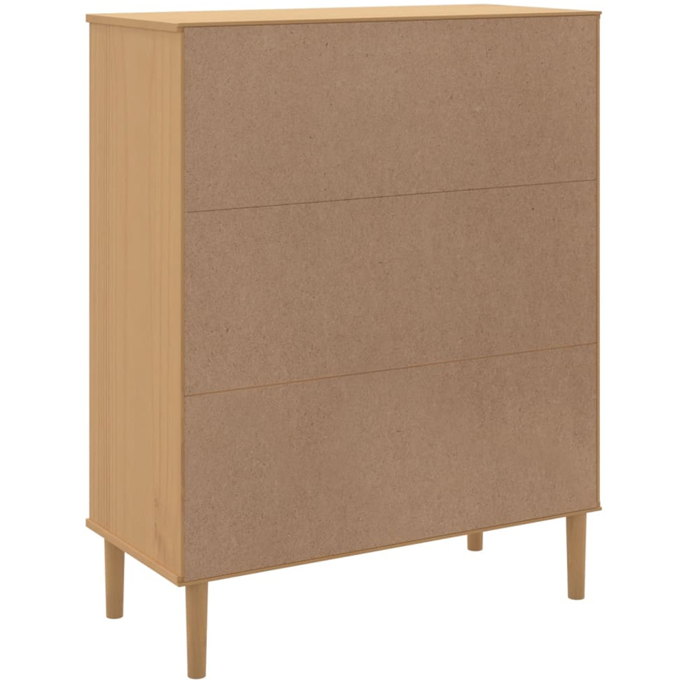 vidaXL Senja Single Door 2 Drawer 2 Shelf Brown Solid Pine Wood Rattan Look Highboard Image 7
