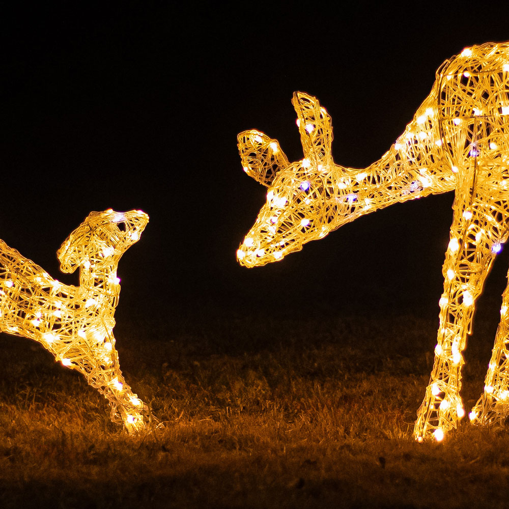 The Christmas Centre 250 LED Soft Acrylic Light-Up Mother and Baby Reindeer Set 3.2ft Image 3