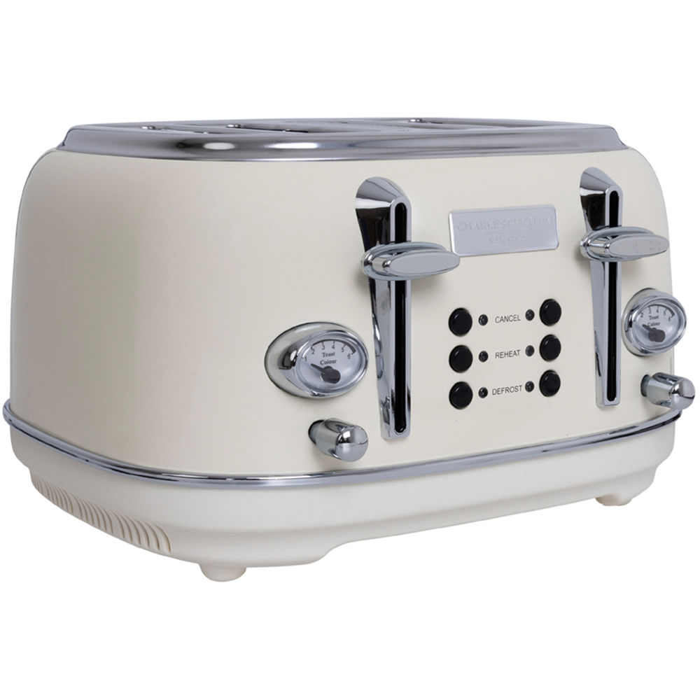 Charles Bentley Cream and Chrome 4 Slice Toaster Image 1