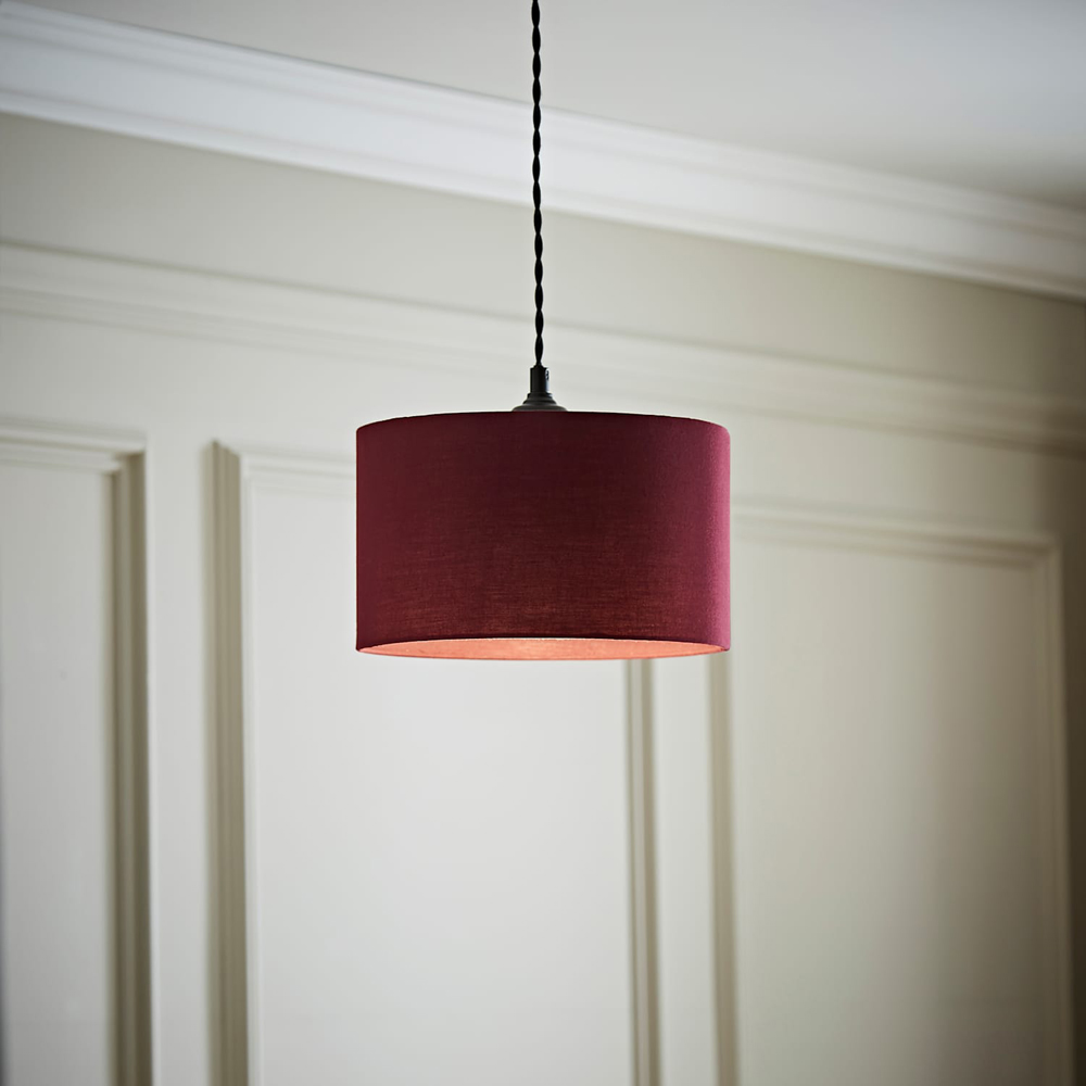 ValueLights Reni Plum Fabric Small Drum Ceiling Lamp Shade Image 2