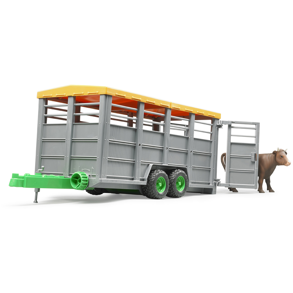 Bruder Kids Livestock Trailer Playset Model with Cow Figure Image 5