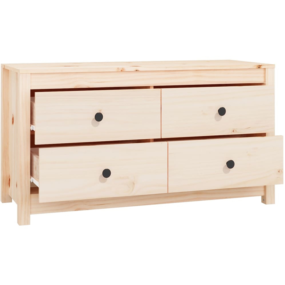 vidaXL 4 Drawer Natural Solid Pine Wood Sideboard Image 3