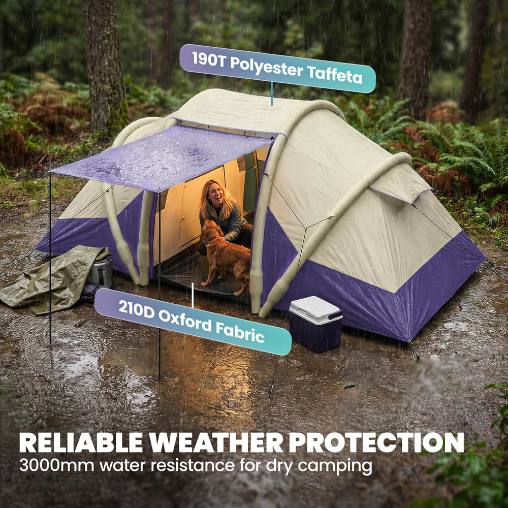 Outsunny 2-4 Person Waterproof Inflatable Camping Tent Purple Image 7