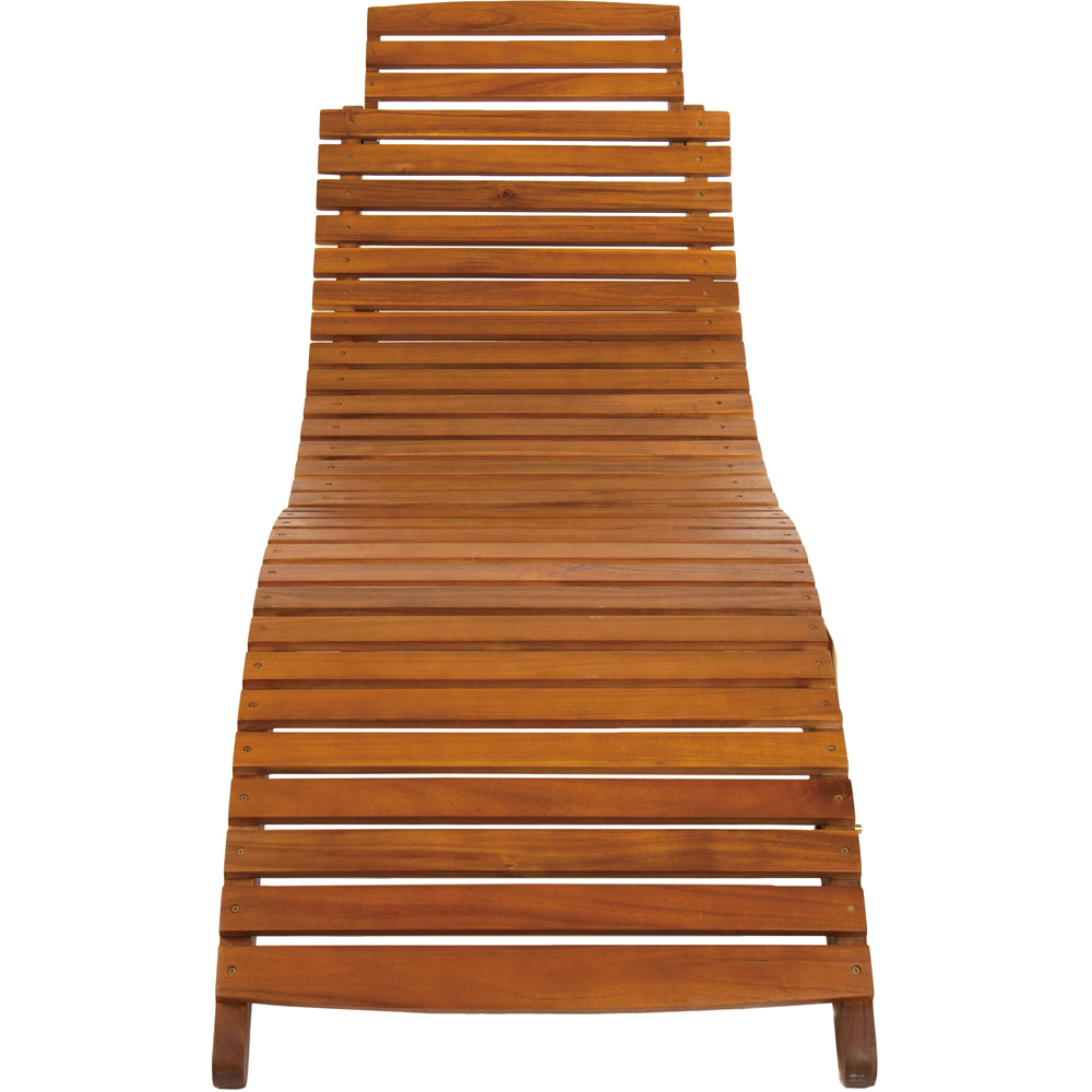 Charles Bentley Wooden Curved Foldable Sun Lounger Image 3