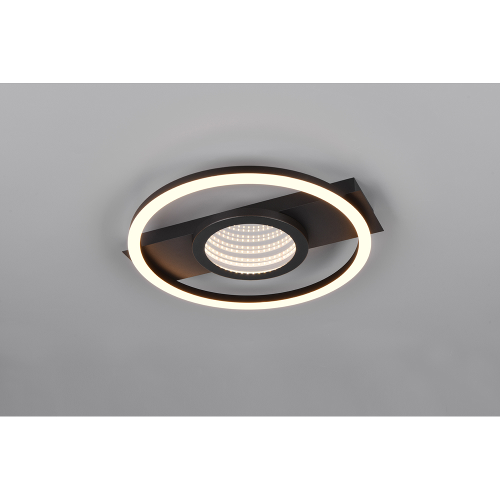 TRIO Wheeler Black Matt Integrated LED Ceiling Light Image 2