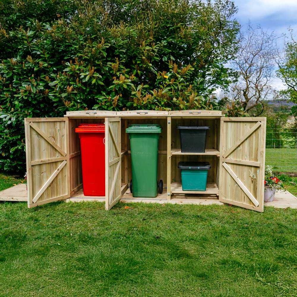 The Garden Village Shireburn 2 Recycle Box 2 Wheelie Bin Shed Image 8