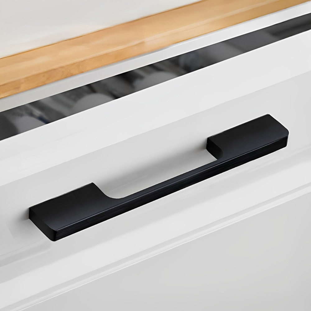 Living and Home Matte Black Minimalist Trapezoid Metal Furniture Handle 15cm Image 2